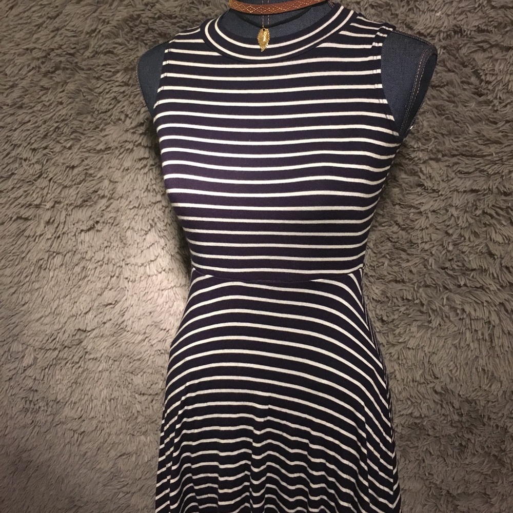 Dark blue and white maxi dress.